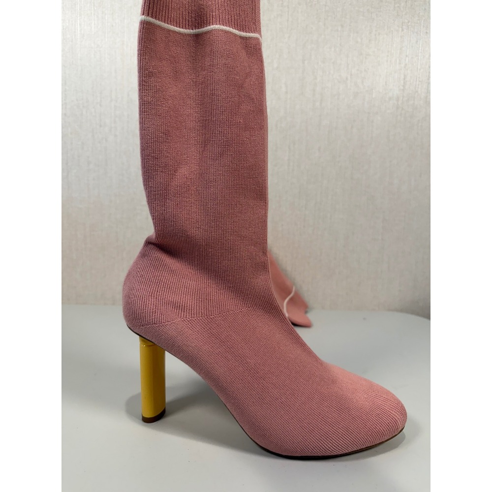 Pink Slip on Sock Mid Calf Boots women size 7.5 - Picture 10 of 10